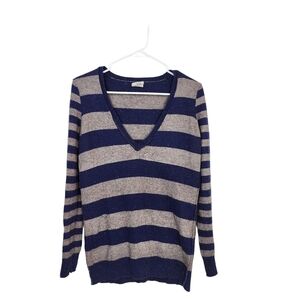 Wallace Women's Striped V-Neck Wool/Cashmere Blend Sweater - XS